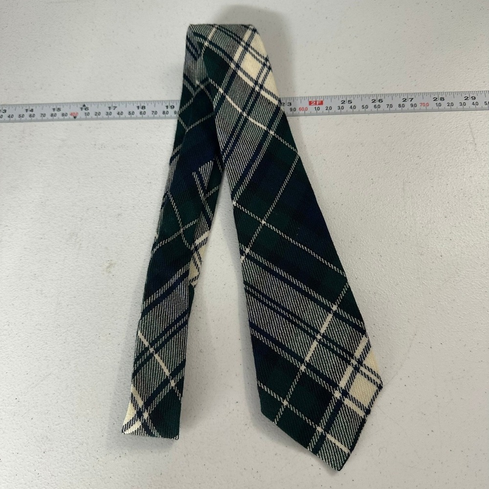 Vintage Lochcarron Scottish Wool Tie Green Tartan Plaid Made in Scotland Preppy